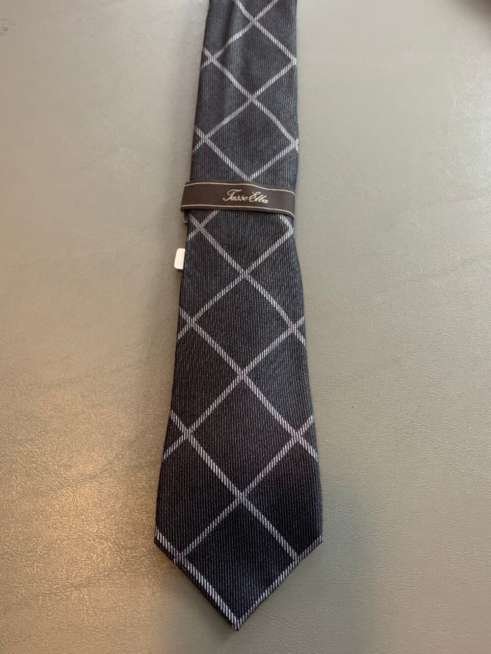 Tasso Elba Men's 3'' Silk Blend Grid Pattern Neck Tie, Black, One Size